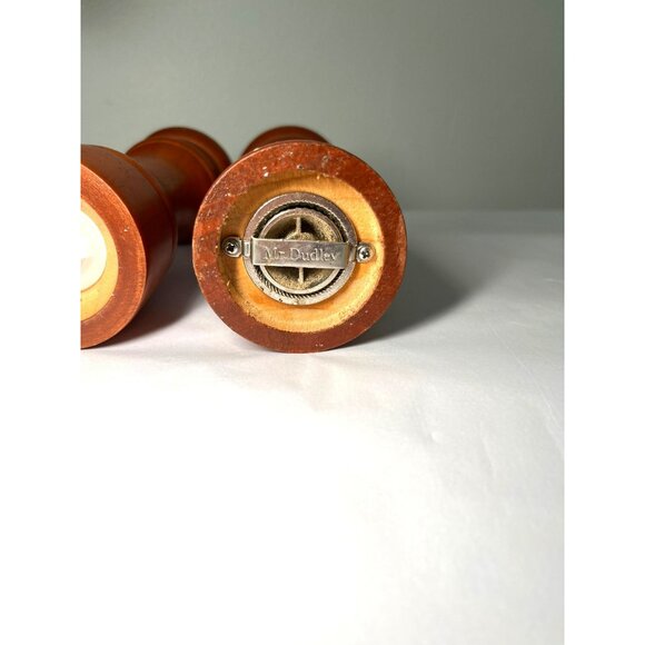 Vintage Mr. Dudley Wooden Salt Shaker And Pepper Grinder 7” Set - Picture 5 of 6